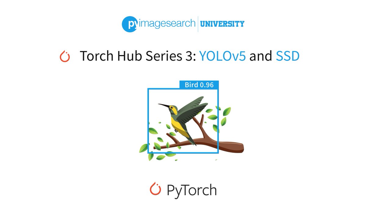 PyImageSearch's tweet photo. New tutorial by @Cr0wley_zz!π
Torch Hub Series 3: #YOLOv5 & #SSD
https://t.co/nXnxTQgMhT π
-Learn more about YOLOv5 and SSD
-Harness the power of YOLOv5 and SSD
-Use the models for your own object detection projects
#ObjectDetection #DeepLearning #PyTorch #TorchHub https://t.co/A0z2e63FtY