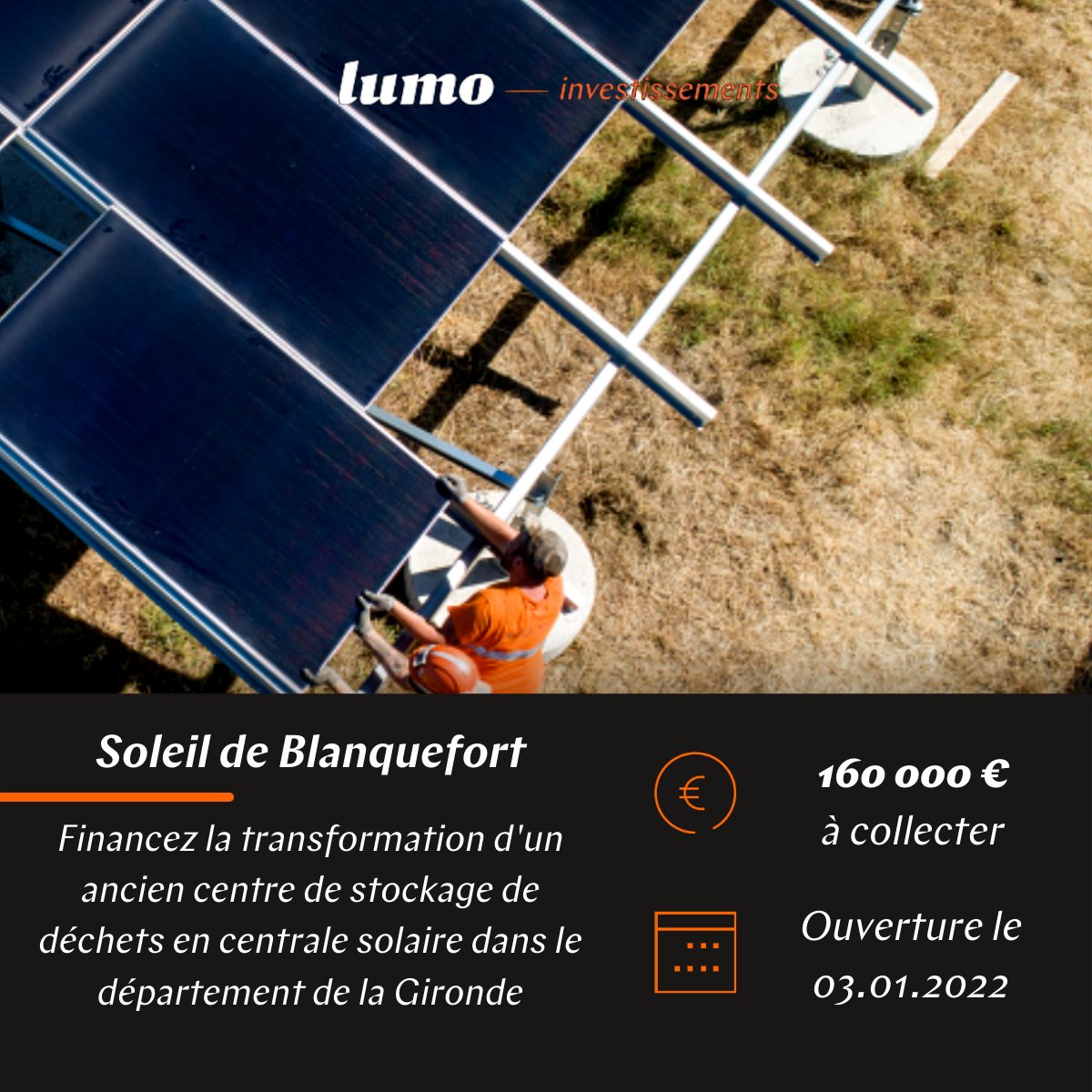 📣Ouverture de "Soleil de Blanquefort"
Financez cette future centrale solaire en Gironde développée par <a href="/JPee_energies/">JPee</a>
🎯 Objectif : 160 000€ d'épargne citoyenne
lumo-france.com/projets/soleil…
📍 Réservé aux départements : 33, 17, 24, 47 et 40
#transitionénergétique #EnR
