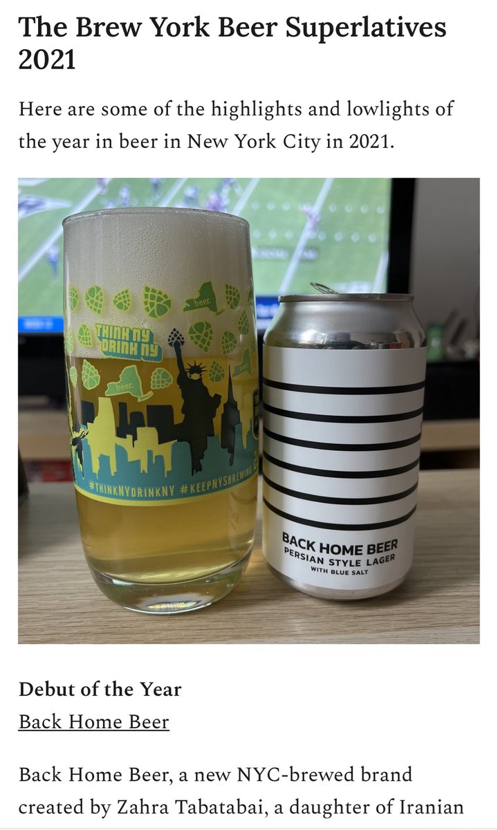 BackHomeBeer's tweet photo. A huge thanks to @brew_york for naming us the debut of the year. A link to their beer superlatives issue is in our bio. Check it out! 

#backhomebeer #craftbeer #womanowned #beertwitter #persianbeer #iranianbeer #beer #beerfest #beergeek #womenowned #abjo #beercan #beercandesign https://t.co/bCIgm1hCrw