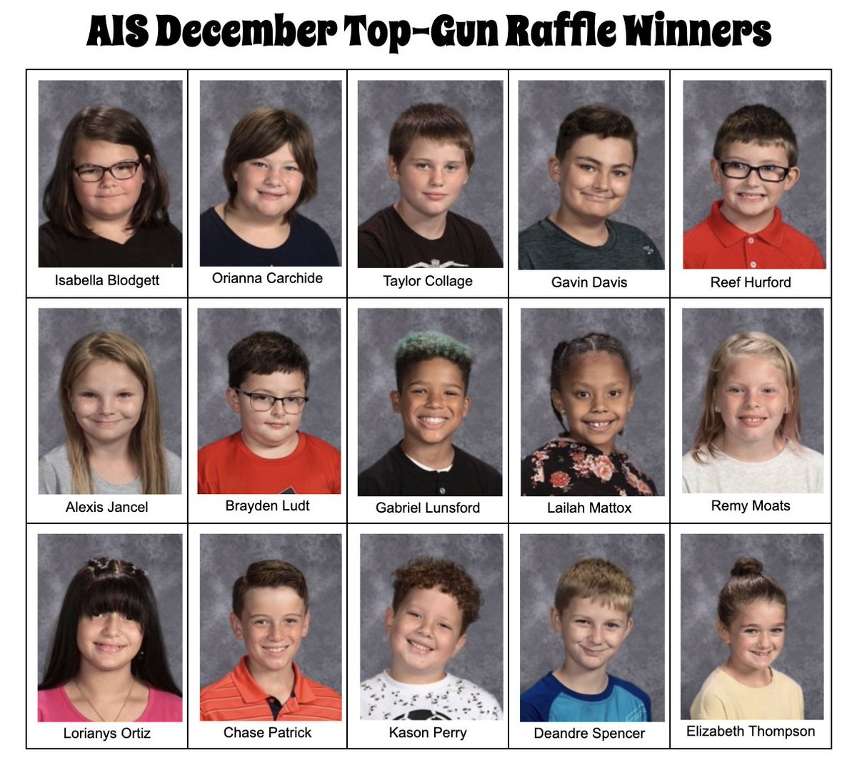 AISAviators's tweet photo. Congratulations to our December Top-Gun Raffle winners!  Well done AIS students! #RepthatA https://t.co/rxNIQZAkqR