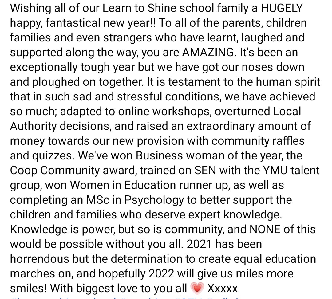 LearnShine's tweet photo. HAPPY NEW YEAR to everyone who has supported us! You are loved, you matter and YOU made a difference💓💪 #learntoshineschool #teaching #SEN #adhdawareness #ASD #family #art #newbeginnings2022 #education #equalityforall #nochildrenleftbehind https://t.co/KgWzLLn1MM