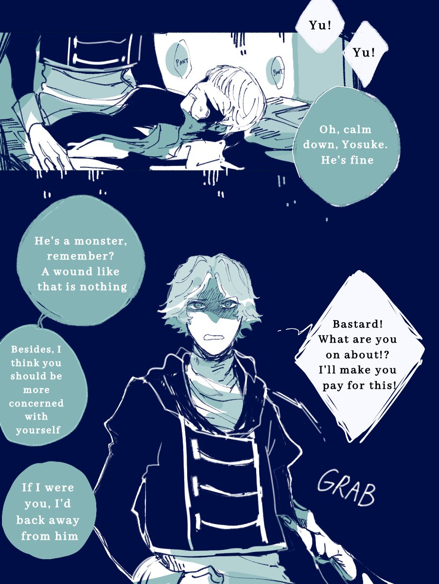 erskyee's tweet photo. yosuke dropped the formality becos panic.
drawing one of my favorite scene from the TB manga as them ig (part1) https://t.co/EttOJuAFfa