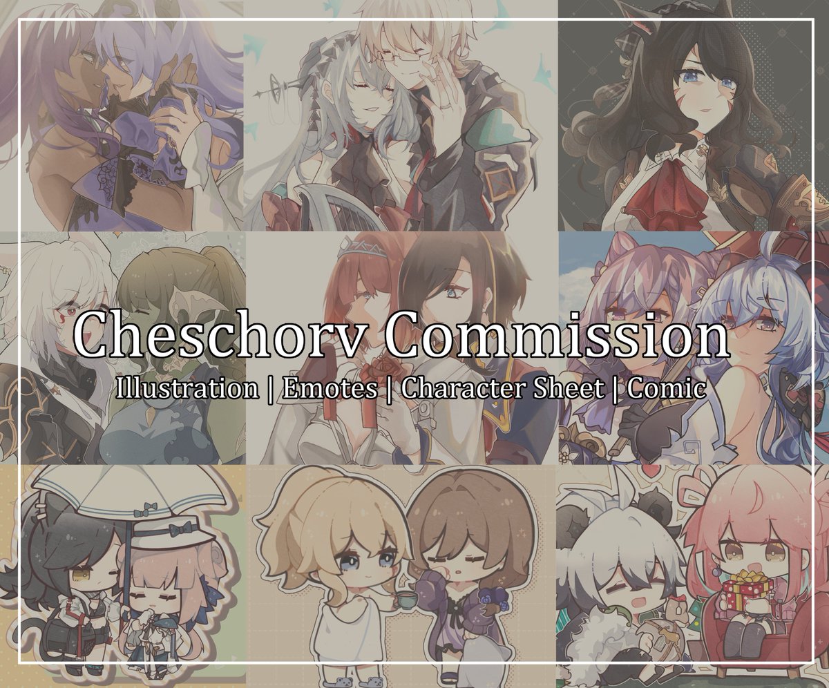 Cheschorv's Commission Info
Details : https://t.co/QlDFFM8j1Y

Tip Jar: 
https://t.co/dsp3851wtV 