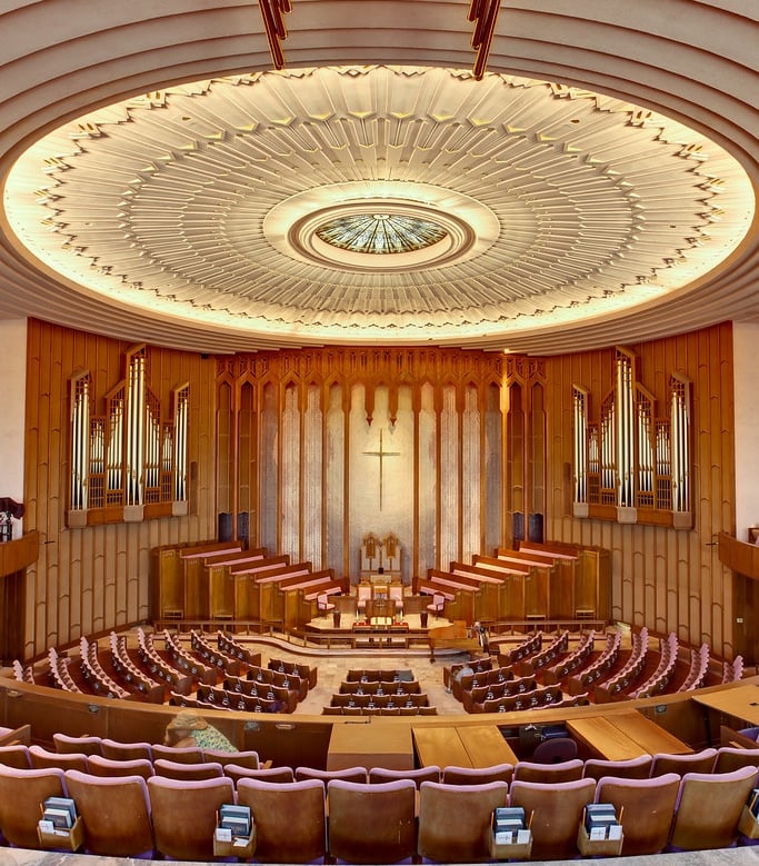 The Boston Avenue United Methodist Church,Tulsa, Oklahoma,1929 is an Art Deco gem. Credited to Adah Robinson &amp; Bruce Goff, it consists of a semicircular auditorium, &amp; soaring tower. The tower's crockets &amp; finials represent two hands raised in prayer.#architecture #designthinking