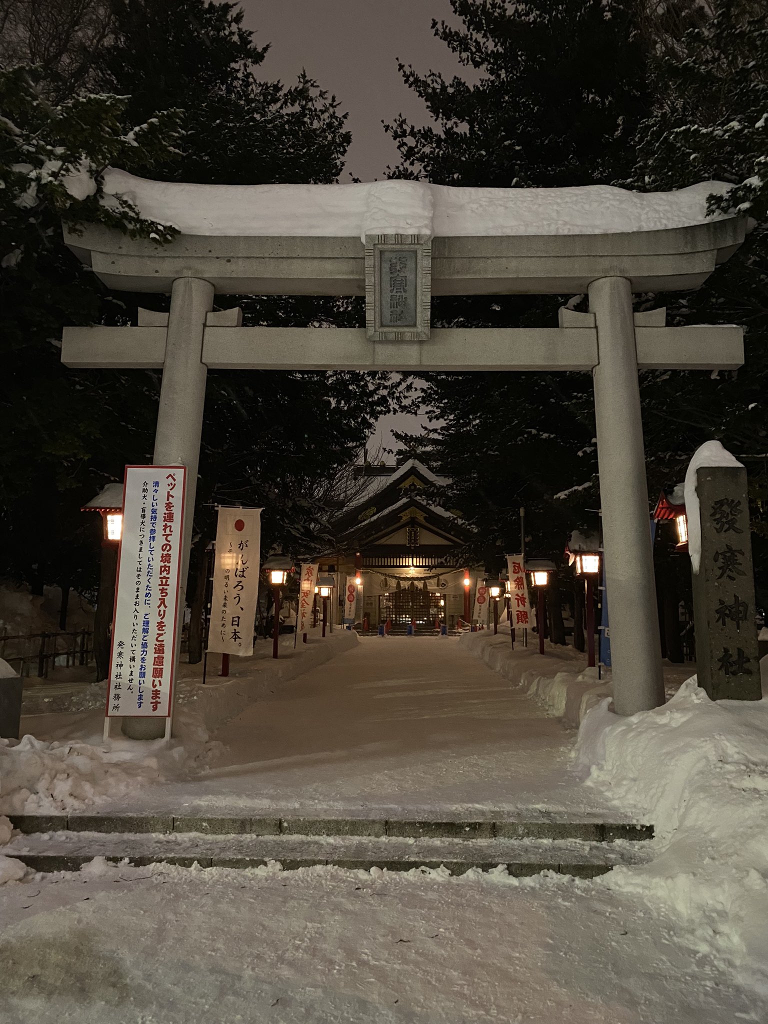 تويتر ただのパンダ好き على تويتر 吹雪に近い雪が降る中で発寒神社に初詣に行ってきました こちらの神社 は灯籠のライトアップが綺麗で 夏も冬もとても雰囲気が良い神社です 雪によって狛犬が帽子をかぶっていました 雪国ならでは T Co Hs6op9kqx2