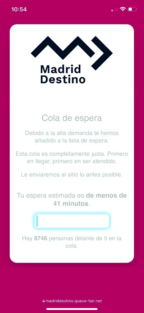 Menudo desastre! Usar un plataforma como <a href="/QueueFair/">Queue-Fair</a> para que no haya cuello de botella y lancen la lista de espera antes del tiempo indicado. <a href="/MADRID/">Ayuntamiento Madrid</a>