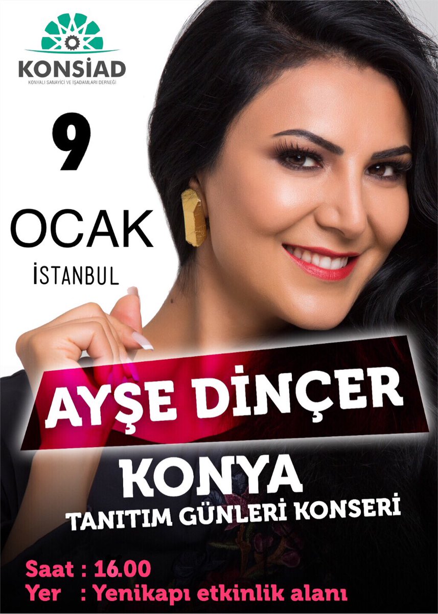 İstanbul Yenikapi etkinlik alaninda 6-9 Ocak tarihleri arasında, Konsiad’ın düzenlediği,6. Konya ili tanıtım günlerinde,9 Ocak Pazar günü saat 16.00’da bende oradayım.Tüm dostlarımızı bu güzel konserimize bekliyorum.#istanbul #konya #konser #ayşedinçer <a href="/emreergenn/">Emre Ergen</a> @emreyasinhos