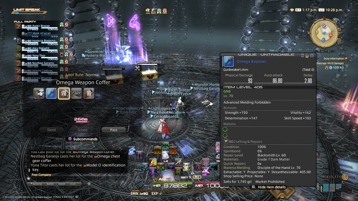 KimyGraham's tweet photo. Roll de 99 en omega 12, primero y ultimo del año XD #FFXIV #PS4share https://t.co/LaiSMFqlb2