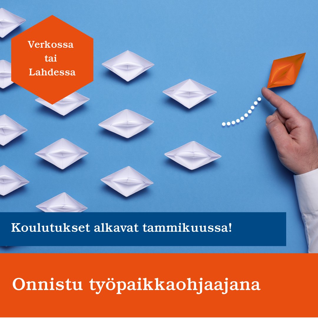 Käytännönläheisissä, kaksi tuntia kestävissä koulutuksissa työpaikkaohjaajille hyödyllistä tietoa ja hyviä vinkkejä! Ensimmäinen työpaikkaohjaajan pikastartti on 20.1. - ilmoittaudu viimeistään 13.1.! Katso kaikki koulutukset: salpaus.fi/koulutusesitte…
#onnistutyöpaikkaohjaajana