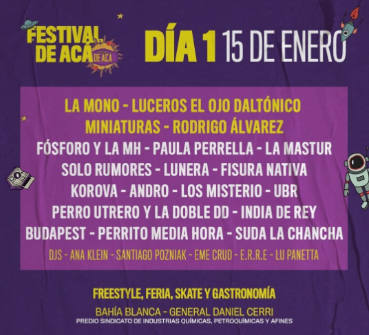 Qué fecha que se viene el 15 de enero en #BahíaBlanca 🔥 

Con <a href="/somosminiaturas/">MINIATURAS</a> vamos a estar compartiendo escenario con <a href="/LaMonoTrio/">LaMono</a> de <a href="/GasparBenegas/">APAI</a>, con les amigues bahienses de <a href="/elojodaltonico/">Luceros el Ojo Daltónico</a> e <a href="/india_de_rey/">INDIA DE REY</a>, y con Rodri Álvarez de <a href="/PerroIndioRock/">Perro Indio</a>! Un lujo! #Rock