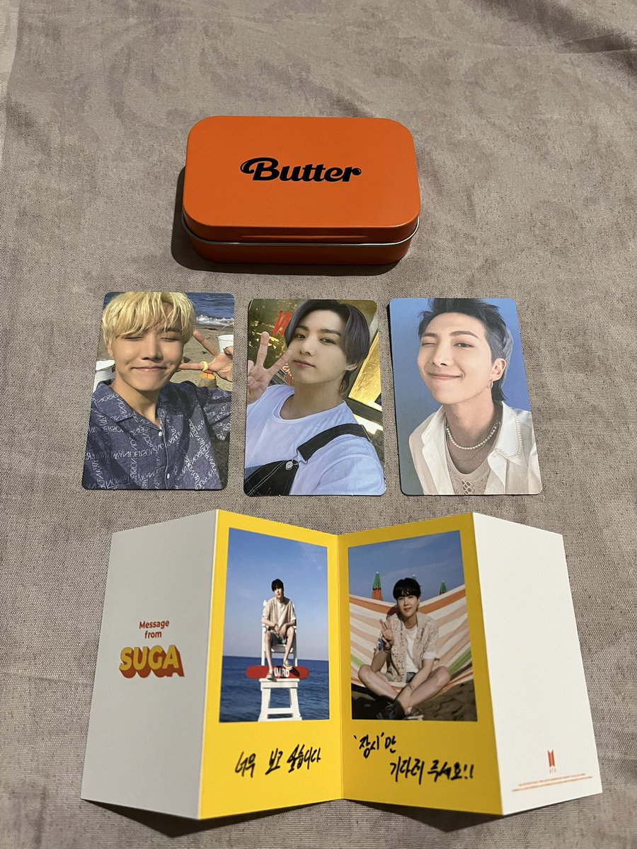 xnjhaven's tweet photo. hi @jnkookies_ my butter PCs arrived today, thank u for packing it super safe 🥰
i opt to buy jk pob pc only, but thank u also for offering hobi and joonie.. as well as bringing home yoongi mc as one of the freebies, u were so kind! keep safe & god bless 🥺❤️
#jnkfeedbacks 💯 https://t.co/QyirT4dXZD