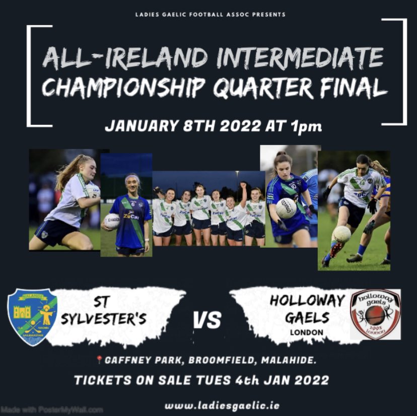 OfficialSylsGAA's tweet photo. 📣 Syls Supporters!💙💚
This Saturday our Senior ladies play the Intermediate Club Championship Qtr Final at Broomfield!

Tix online Tues 4th Jan. Watch this space for link 🎟 

🗓Sat 8 Jan 2022
🏐 St Sylvester’s V @hollowaygaels 
⏰ 1pm
📍Micheál Gaffney Park, Broomfield 

💙💚 https://t.co/eWYIrwmEZc