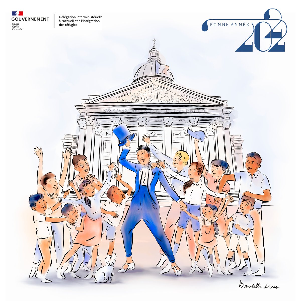DIRefugies's tweet photo. Nous vous souhaitons à toutes et tous une bonne année 🇫🇷🇪🇺 
Et que vive la fraternité en 2022 !
Alain Régnier, Délégué interministériel, ainsi que toute l'équipe de la Diair

#JosephineBaker #BonneAnnée #BonneAnnée2022 #2022 #AvecLesRéfugiés https://t.co/oRlORxYxjp