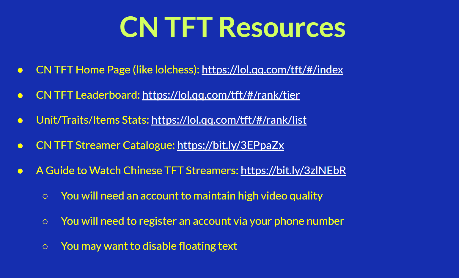 CuewarsTaner on X: I just updated some useful resources of CN TFT,  including how to watch streams, steamer list, ladder, stats. Come by and  check it out if you want to figure