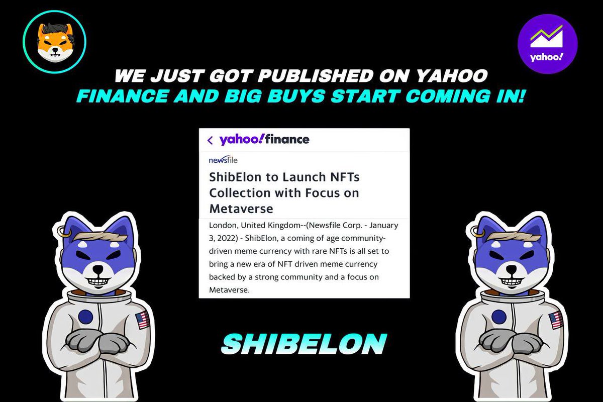 Shibelon_MOON's tweet photo. ✅ Article about #SHIBELON got published on Yahoo Finance!

Good read check it out!

https://t.co/e2FHd10jyr https://t.co/2dOKTL3dWc