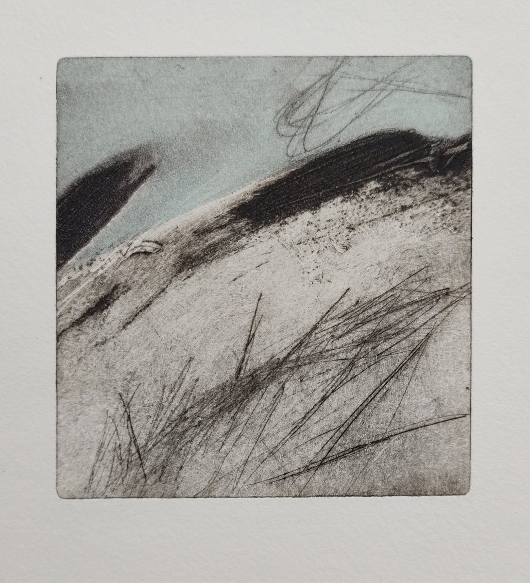 Always a nice surprise to get a #print out of the drying press and find that it's nicer than you remember. #drypointandcarborundum #landscapeprint