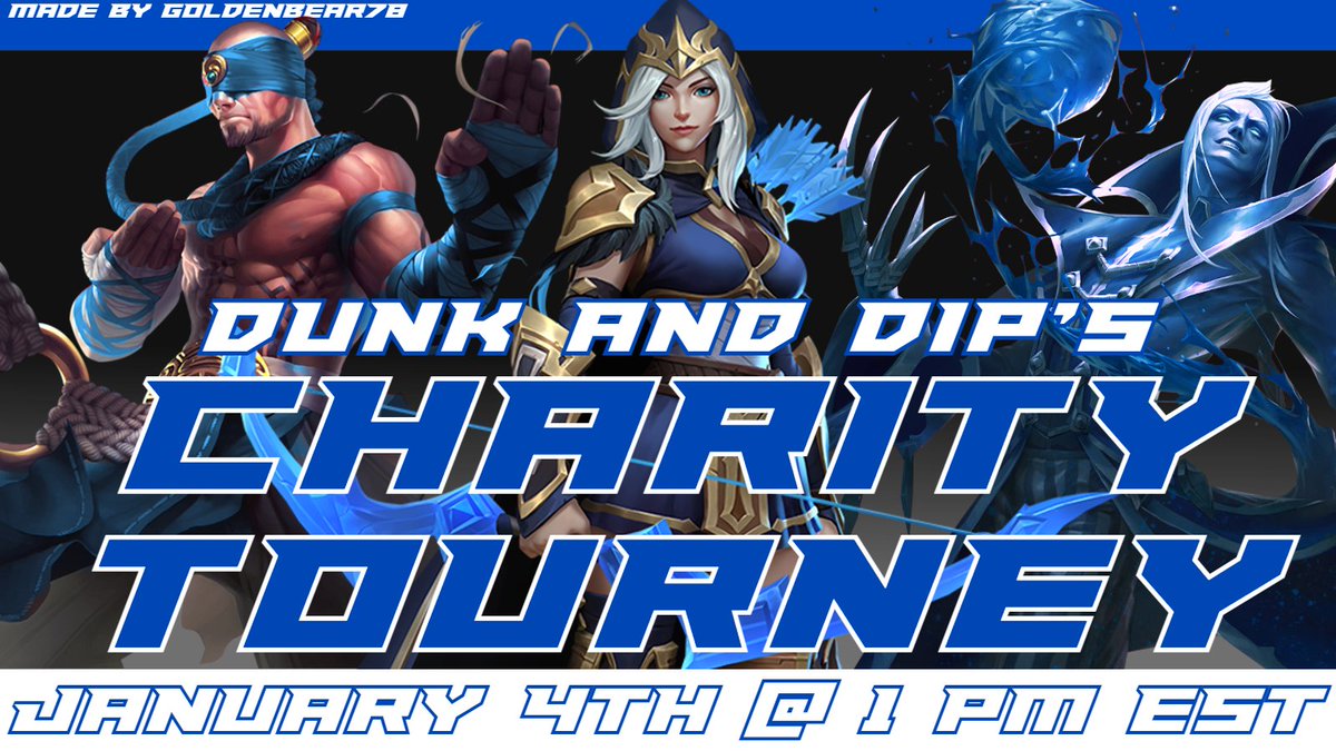 Heyo Everyone ^_^ Tommorow at 1PM EST, i'll be participating in the Dunk &amp; Dip charity League of Legends tournament. We will be raising money for St. Jude Children's Research Hospital. Hope to see as many as possible of you there!