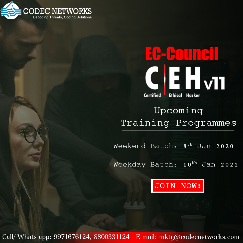 Codec_Networks's tweet photo. #CEHv11 will teach you the latest commercial-grade #HackingTools, Techniques, and Methodologies used by #Hackers and #InformationSecurity professionals to lawfully #hack an organization.

👉Book Now https://t.co/fEr01LH2zb

👉#CEHTraining ➖ https://t.co/hlf3SPeGyv

#CEH #Hacking https://t.co/iagocWVw0E