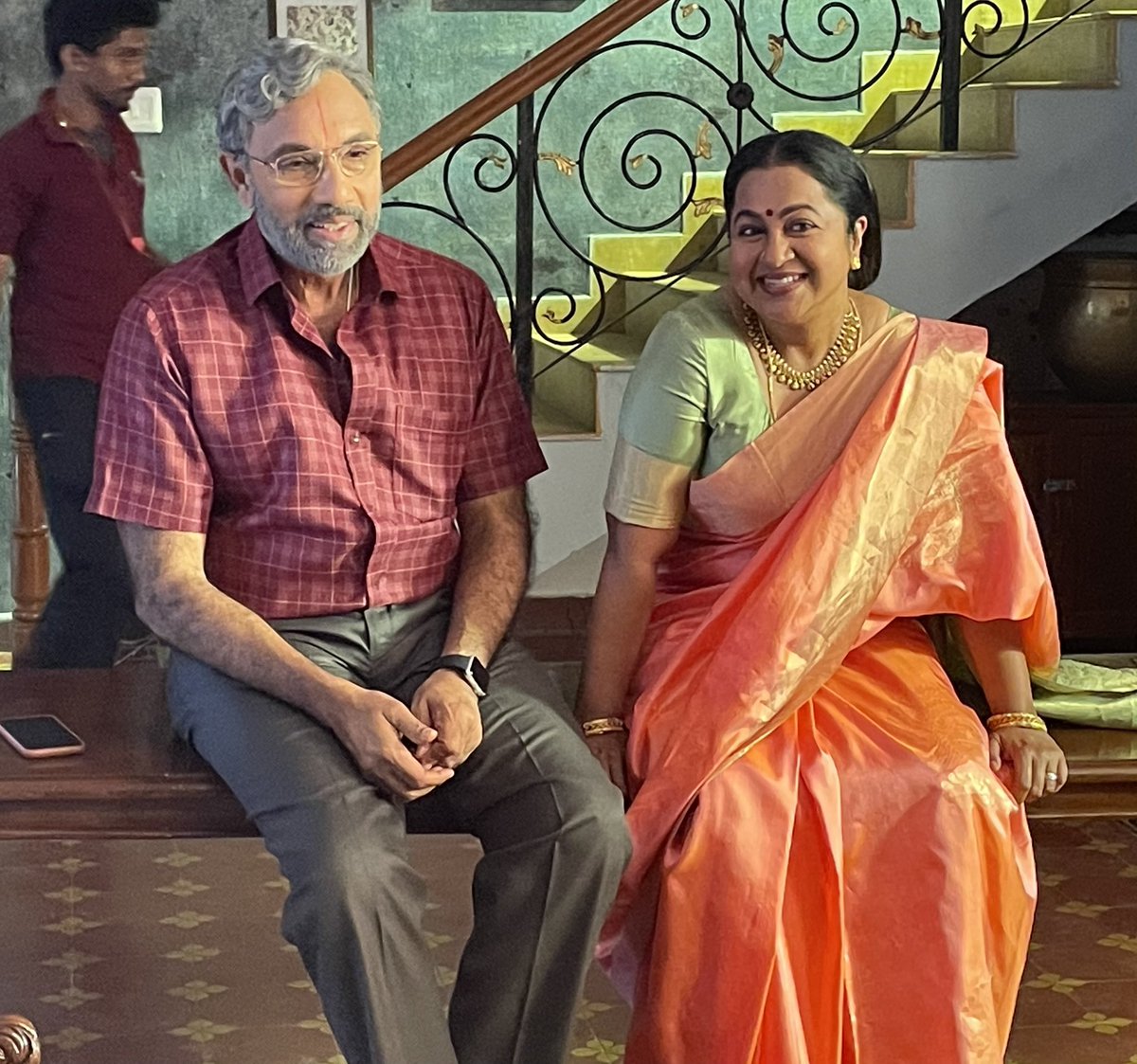 realradikaa's tweet photo. Always a pleasure and full of chats working with #satyaraj, nice way to start the year working @agscinemas  #pradeepdirector https://t.co/mQJkaL1nSm