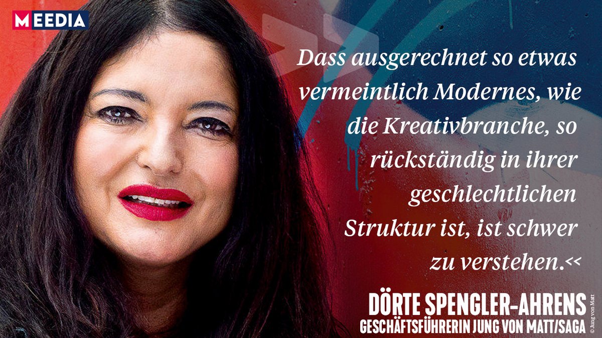 MEEDIA (@meedia) on Twitter photo Dörte Spengler-Ahrens, Geschäftsführerin von @jungvonmatt und Präsidentin des <a href="/ADC_GERMANY/">ART DIRECTORS CLUB</a>, spricht im MEEDIA-Interview über Kreativität, Female Empowering und den Mythos, dass Familie und Karriere nicht unter einen Hut zu bringen sind (+)
meedia.de/2021/12/28/wir… Dörte Spengler-Ahrens, Geschäftsführerin von @jungvonmatt und Präsidentin des <a href="/ADC_GERMANY/">ART DIRECTORS CLUB</a>, spricht im MEEDIA-Interview über Kreativität, Female Empowering und den Mythos, dass Familie und Karriere nicht unter einen Hut zu bringen sind (+)
meedia.de/2021/12/28/wir…
