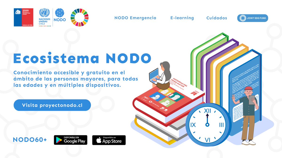 👀 Junto a <a href="/ONUChile/">ONU Chile</a> y <a href="/SENAMAGOB/">SENAMA</a>, desarrollamos "Ecosistema <a href="/NODOcl/">Proyecto NODO</a>". Soluciones digitales inclusivas en apoyo de #PersonasMayores.

🚑 Emergencia bit.ly/30k7MO9
💻 E-Learning bit.ly/3lyKBb5
🛏️ Cuidados bit.ly/3oVocXt
📲 NODO60+ bit.ly/3iTTXfL