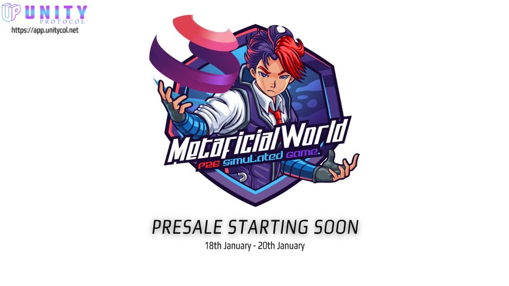 unitycol's tweet image. Metaficial World (MW) Token
PRESALE STARTING SOON ON UNITYPAD
🔗- app.unitycol.net

15 Days Remaining. @MetaficialWorld