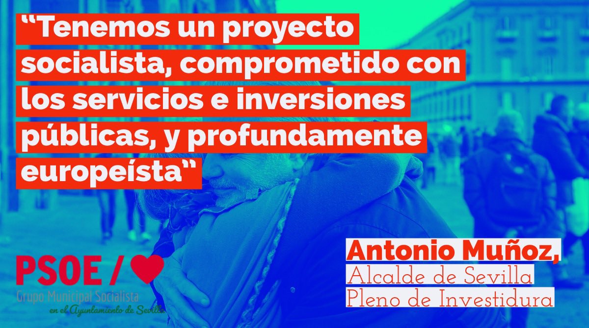 PSOEAytoSevilla's tweet photo. “Tenemos un proyecto socialista, comprometido con los servicios e inversiones públicas, y profundamente europeísta”

@antoniomunozsev 

🌹#AntonioMuñozAlcalde https://t.co/9PXbS27qcc