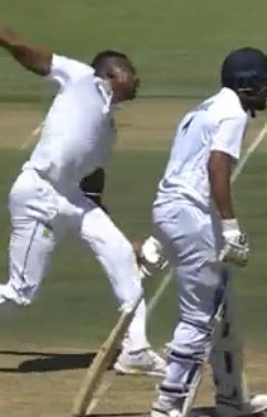 gauravrajput's tweet photo. Was that a no ball by Rabada on Vihari’s wicket?? No part of the foot seems to be behind the line @ESPNcricinfo @cricketaakash @WasimJaffer14 @bhogleharsha https://t.co/CJdclbpWbe
