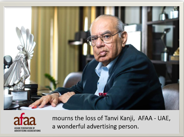 Asian Federation of Advertising Associations (@afaaglobal) on Twitter photo In Memoriam
Tanvir Kanji , one of UAE’s advertising industry pioneers,
and a great supporter of <a href="/afaaglobal/">Asian Federation of Advertising Associations</a> will be deeply missed.
<a href="/Raymondhungso/">Raymond So</a> <a href="/skswamy/">S K Swamy</a> <a href="/rameshnarayan/">Ramesh Narayan</a> <a href="/BharatAvalani/">Bharat Avalani</a> In Memoriam
Tanvir Kanji , one of UAE’s advertising industry pioneers,
and a great supporter of <a href="/afaaglobal/">Asian Federation of Advertising Associations</a> will be deeply missed.
<a href="/Raymondhungso/">Raymond So</a> <a href="/skswamy/">S K Swamy</a> <a href="/rameshnarayan/">Ramesh Narayan</a> <a href="/BharatAvalani/">Bharat Avalani</a>