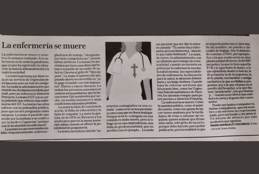 Hace días que corre este articulo por rrss, la triste realidad que azota una profesión que puede ser muy bonita, que ayuda a las personas, pero que no se valora la profesionalidad que hay, se apela a la vocación para maltratarnos, para despreciarnos y para ser mano de obra barata