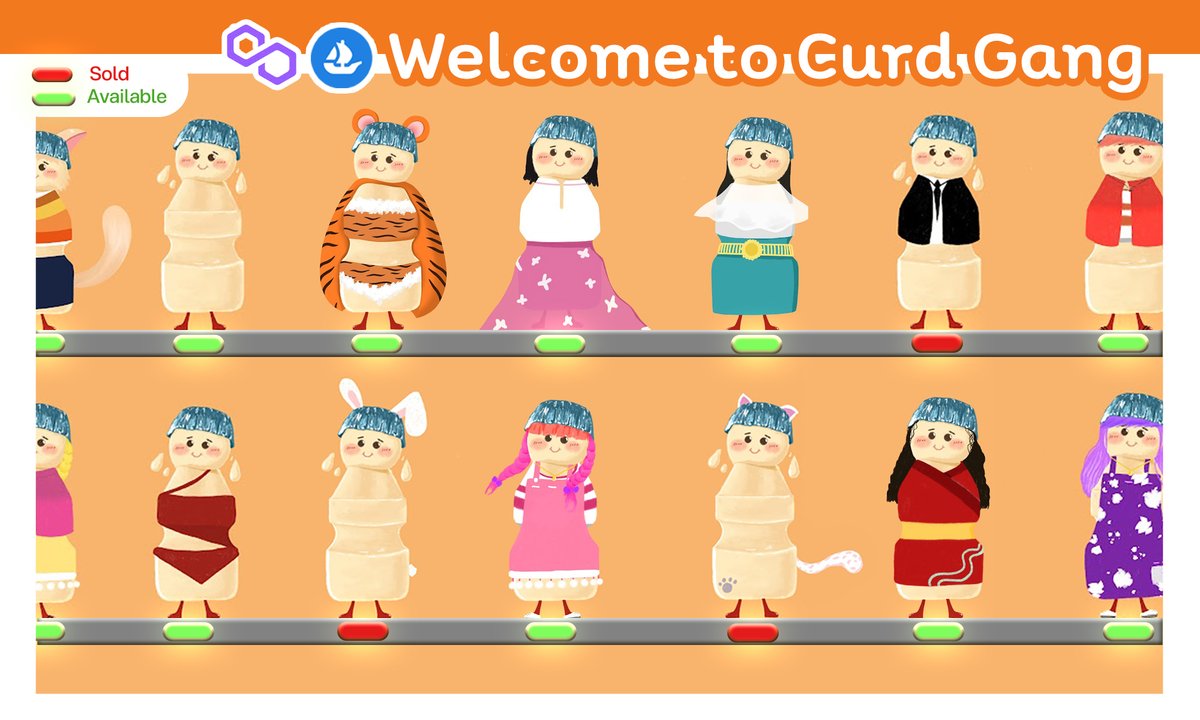 "Drinking yogurt dispenser is happy to serve you." 

-Now there are many styles of curd. 
 🔥0.0007-0.0015 WETH🔥
(Only for the first 20 buyers)

***In picture is just part of the collection.***
click to see more i hope u will love them😍
opensea.io/collection/cur…
#nfts