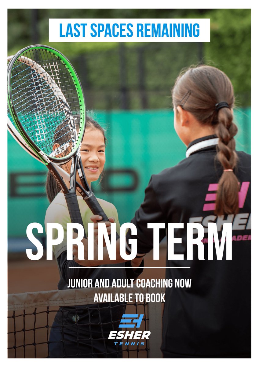 Last few spaces remain for our Spring Term adult and junior coaching sessions: 
eshertennis.co.uk/coaching