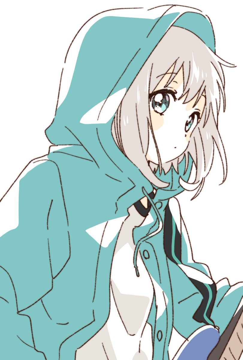 1girl solo heterochromia smile v hood short hair  illustration images