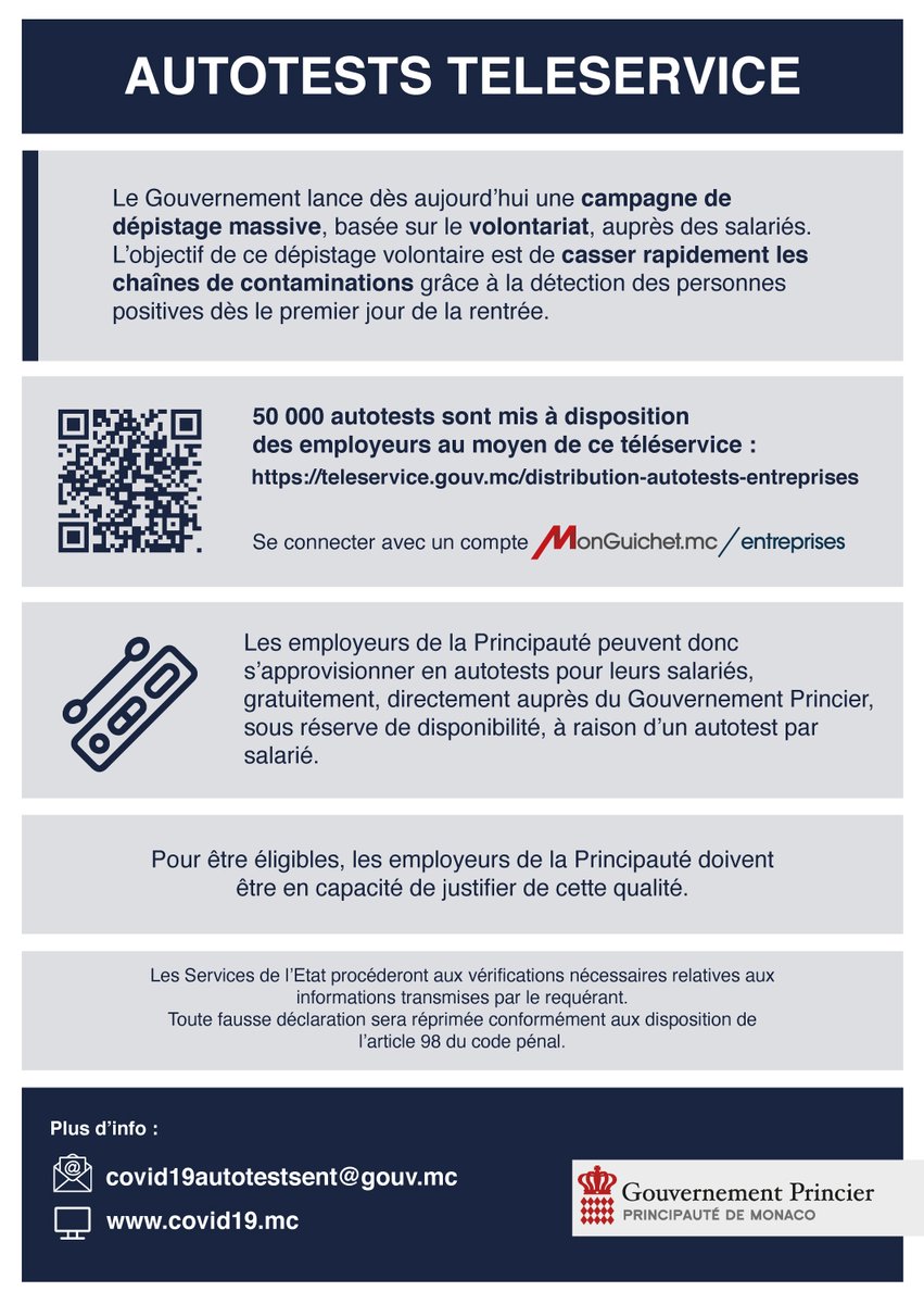 Le Gouvernement lance dès aujourd'hui une campagne de dépistage massive. ⬇️