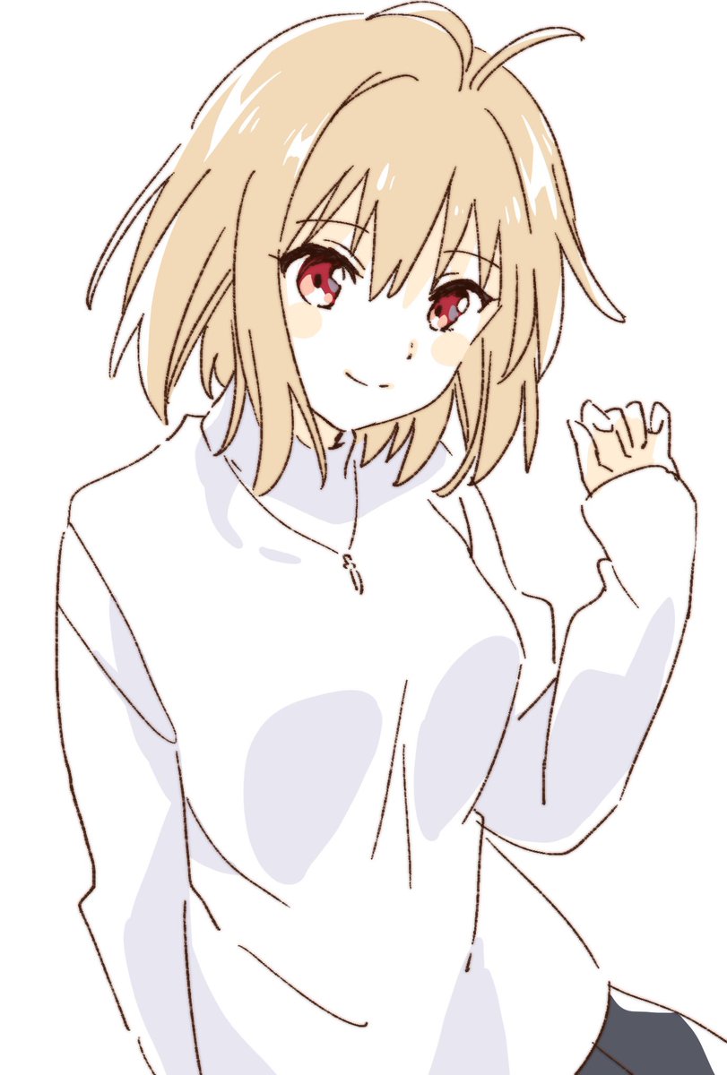 arcueid brunestud 1girl solo blonde hair red eyes smile skirt white background  illustration images