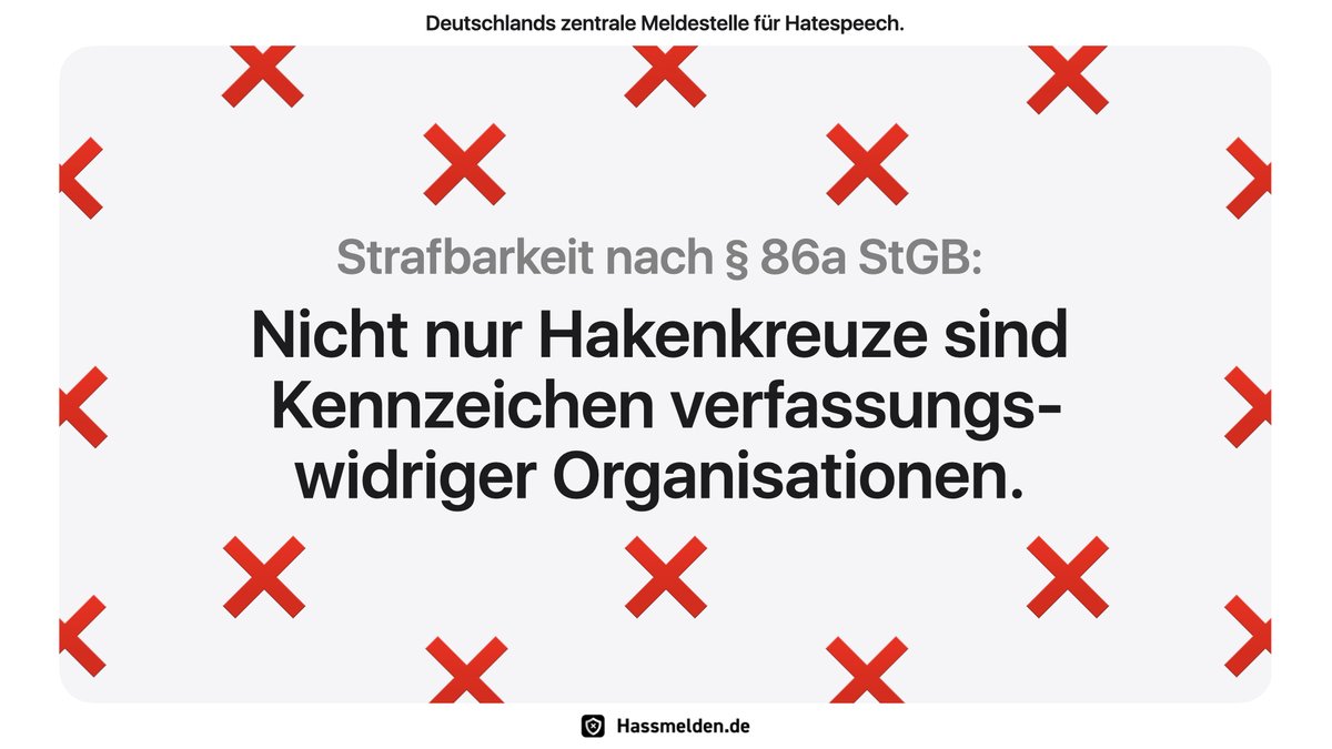 Nicht nur Hakenkreuze fallen unter den Tatbestand des § 86a StGB (Verwenden von Kennzeichen verfassungswidriger Organisationen). 
Ebenfalls strafbar können das Posten der SS-Rune, des SS-Totenkopfes oder der schwarzen Sonne sein.