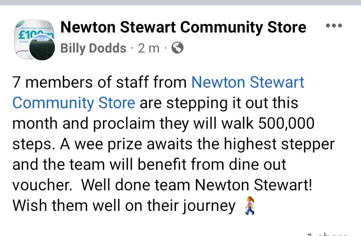 All the best to my store colleagues in Newton Stewart