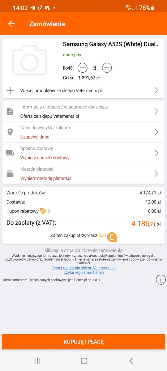 Informatykadlak's tweet image. Ktoś wie co to za sklep na Ceneo że taka jest cena tego #samsunga #a52s