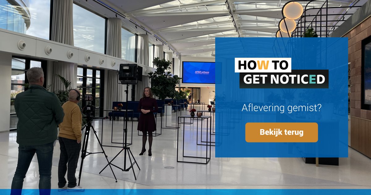 AFAS's tweet photo. Heb je de eerste aflevering van het spiksplinternieuwe programma #HowToGetNoticed al gezien op @RTLZ? 📺
Gisteren was de eerste aflevering bij @HMCzorg met als vraagstuk: “Hoe kunnen we innoveren in HR en recruitment?"
Lees meer op: https://t.co/fhX9WzXJy6 https://t.co/6etT07R5TD