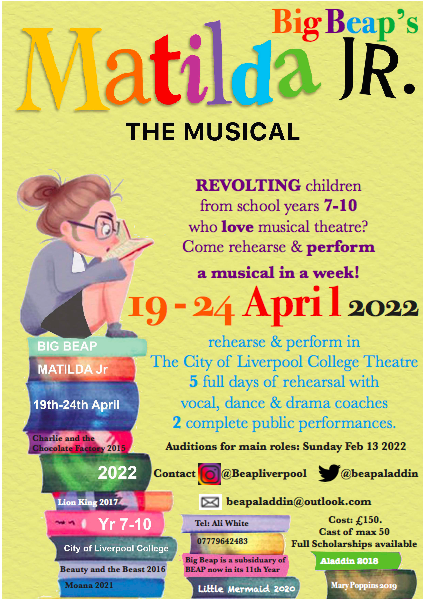 beapaladdin's tweet photo. Here is info re: BIG BEAP. If you dont know we run a week long course at Easter where we put on a musical in a week! It was setup for those children who had been in beap yrs4/6 who wanted to carry on when they got into yr7 but was expanded to be children from any secondary school https://t.co/vSDJOF5GKo