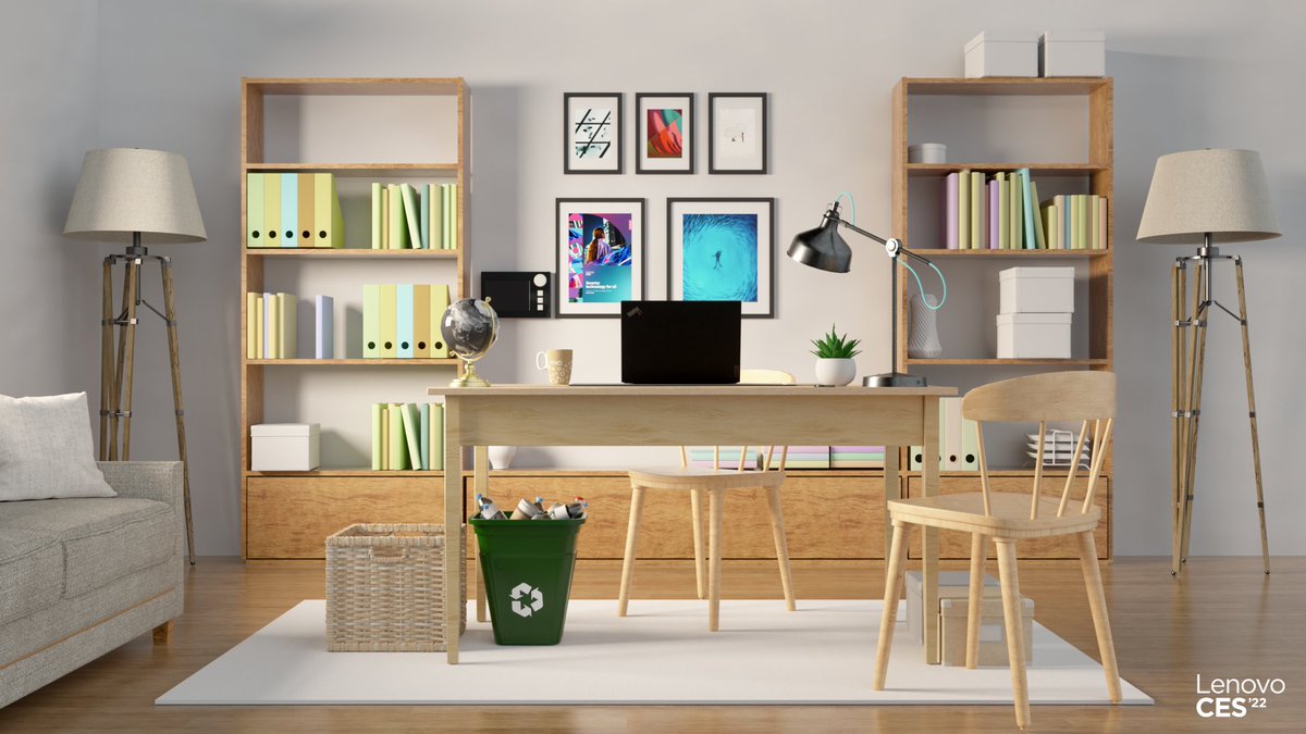 Lenovo's tweet photo. SPOT THE DIFFERENCE: Need help staying sustainable in 2022? We have a few ideas!

Reply with #LenovoCES and name the 5 eco-friendly differences between the images below &amp; you could win a surprise! https://t.co/UL8lSkRQuo