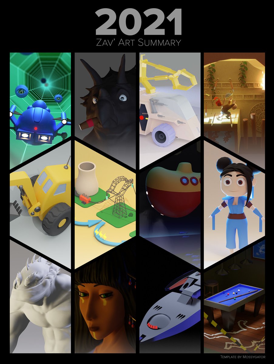 monkeyzav's tweet image. A lot of learning and trying this year. Still much to acquire, but in good progress.
#b3d #Blender3d #Artsummary2021 

Template by @mossygator_
