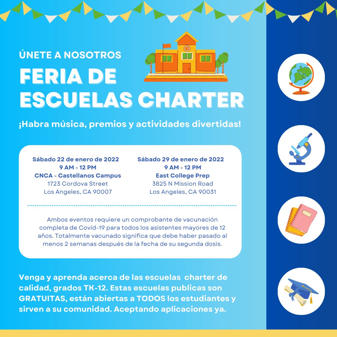 lacfeps's tweet photo. Come and learn about quality TK-12 grade charter public schools. Charter public schools are FREE and open to ALL students. Now accepting applications. #charterswork #lacharterswork https://t.co/r0fpqdmq3R