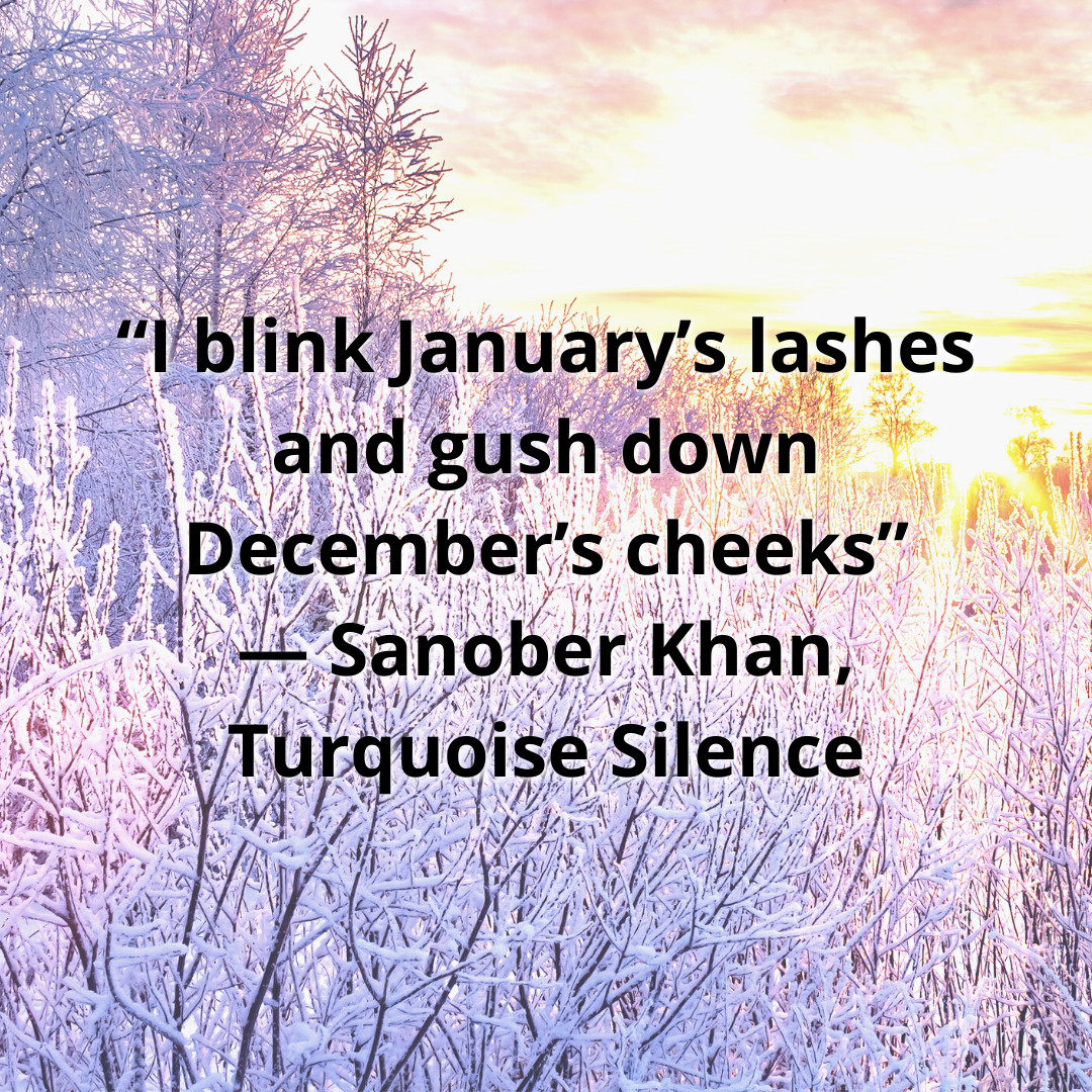 CityOwlPress's tweet photo. “I blink January’s lashes and gush down December’s cheeks”
― Sanober Khan, Turquoise Silence
#authorquotes #sanoberkhan #januaryquotes #writerquotes #cityowlpress https://t.co/tF9FemISlg