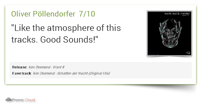 Oliver Pöllendorfer supports: <a href="/KenDesmend/">Ken Desmend</a> - Schatten der Nacht (Original Mix) 7/10 #newrelease pcl.la/L3MRQU  <a href="/beatport/">Beatport</a>