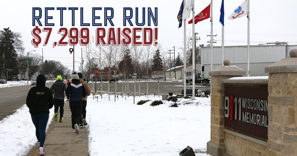 Wisconsin_911's tweet photo. This past weekend, the Rettler Run raised $7,266 for the Wisconsin 9/11 Memorial, beating our goal of $5,000! Thank you to Pete Rettler, our sponsors, and everyone who donated and participated. https://t.co/zJltTPUxH9