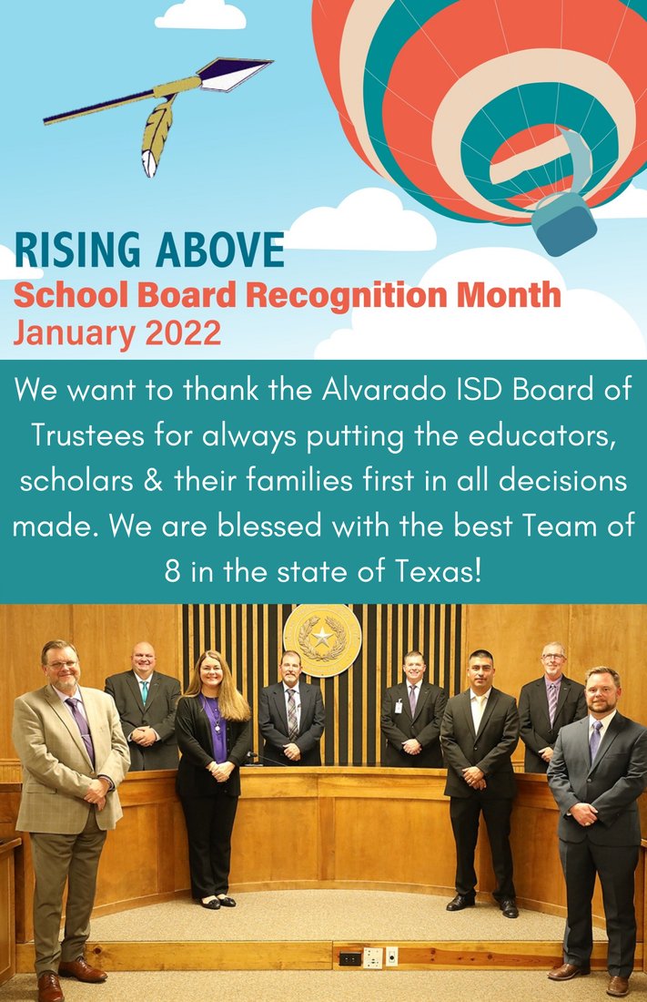 Honoring the "BEST" School Board in the state of Texas...at Alvarado ISD...this month. "Rising Above" and going beyond to do what's best for our educators, scholars, parents, and community! <a href="/Alvaradoisd/">Alvarado ISD</a> #AlvaradoExcellence <a href="/teainfo/">Texas Education Agency</a>