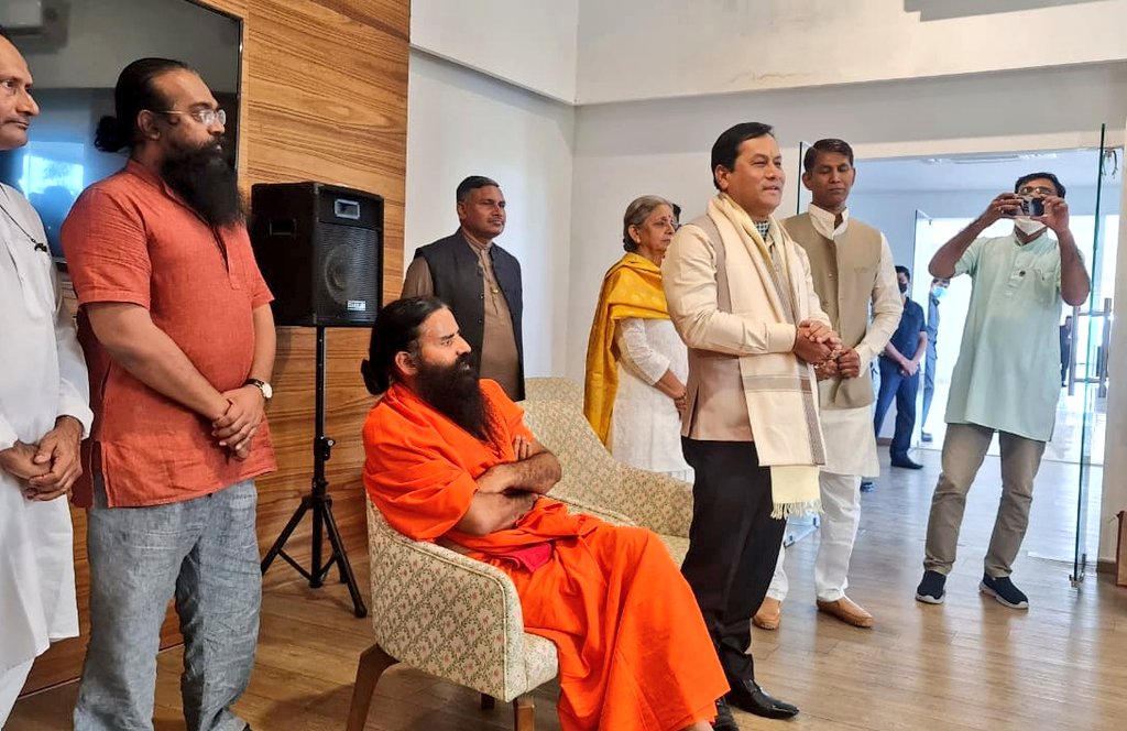 Swami Ramdev ji is a global icon who has taken Yoga &amp; Ayurveda to the masses, driving a fitness revolution. Had a warm and wonderful meeting with <a href="/yogrishiramdev/">स्वामी रामदेव</a> ji in Hyderabad, before the start of the 75 crore Surya Namaskar event.