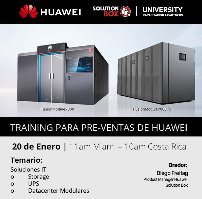 BoxRica's tweet photo. Únete al próximo Training Huawei sobre Soluciones IT 
https://t.co/rdi4gSAJxF

¡Te esperamos! 

@Huawei #Huawei #technology #networking  #switching #routing #WirelessLAN #security #storage #UPS #datacentermodulares  #solutionbox #costarica https://t.co/3uDjgZwYYM