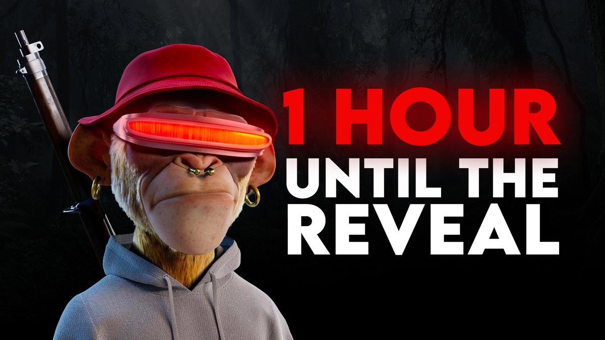 Hi Apes!

We just entered the last hour before the reveal and we can’t even begin to explain how excited we are.

Be sure to keep an eye on OpenSea at 10 PM CET

Drop a “💛” if you guys look forward to seeing the Apes revealed!